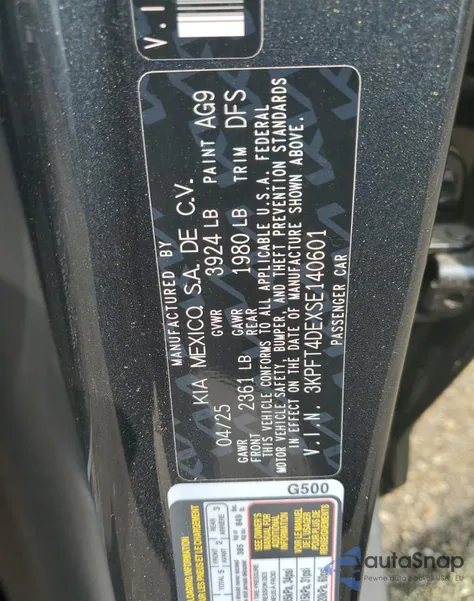 2025 Kia K4 Lx z USA, uszkodzony, nr VIN 3KPFT4DEXSE140601